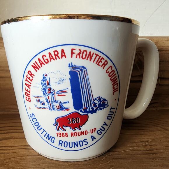 Boy Scouts Mug Cup BSA 1968 Round Up Greater Niagara Frontier Council Scouting - Picture 1 of 9